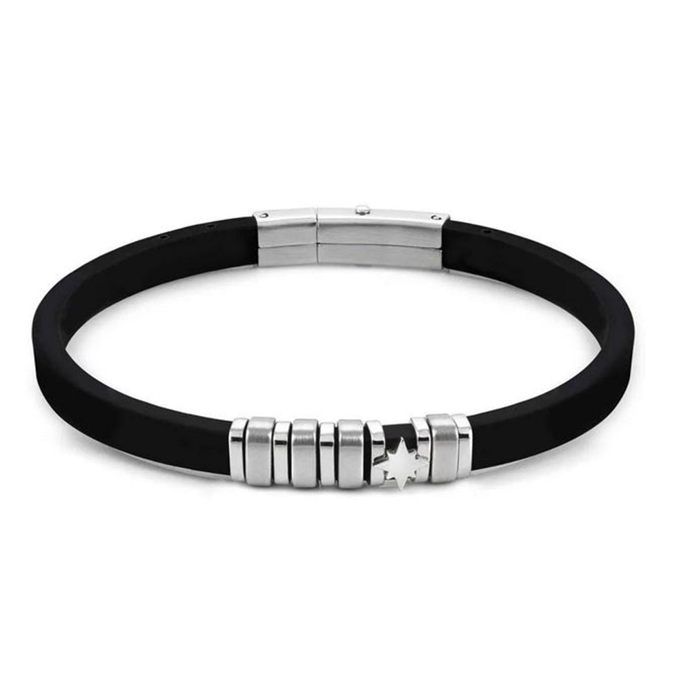 Bracciale Uomo Acciaio e Caucciu Rosa dei Venti City Nomination