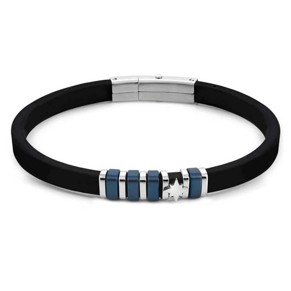 Bracciale Uomo Acciaio e Caucciu Rosa dei Venti City Nomination