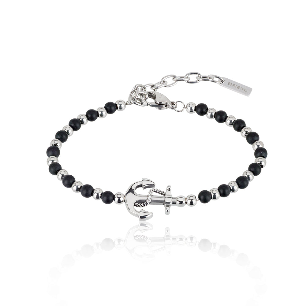 Bracciale Uomo Acciaio e Onice Nero Ancora Black Onyx Breil