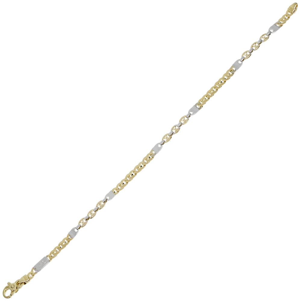 Bracciale Uomo Alternato Oro Bianco e Giallo