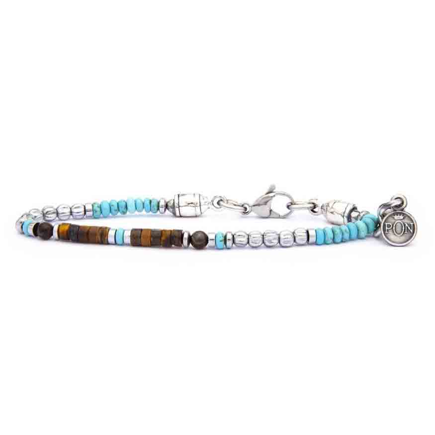 Bracciale Uomo Discetto Occhio di Tigre Dischetto Turchese Portonovo
