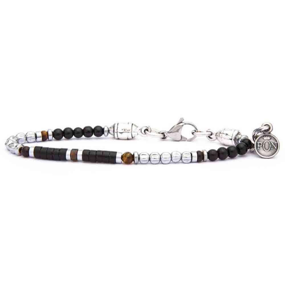 Bracciale Uomo Discetto Onice Pietre Occhio di Tigre Onice Portonovo