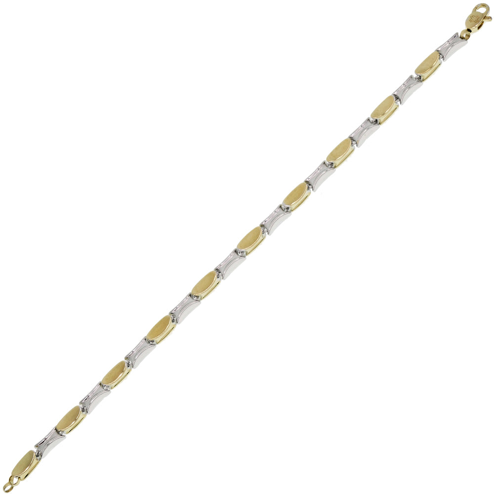 Bracciale Uomo Scatolato Oro Bianco e Giallo