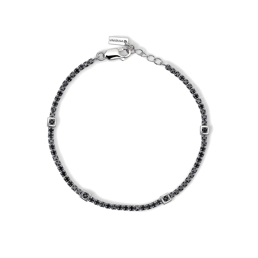 Bracciale Uomo in Argento Tennis con inserti quadrati Mabina Gioielli