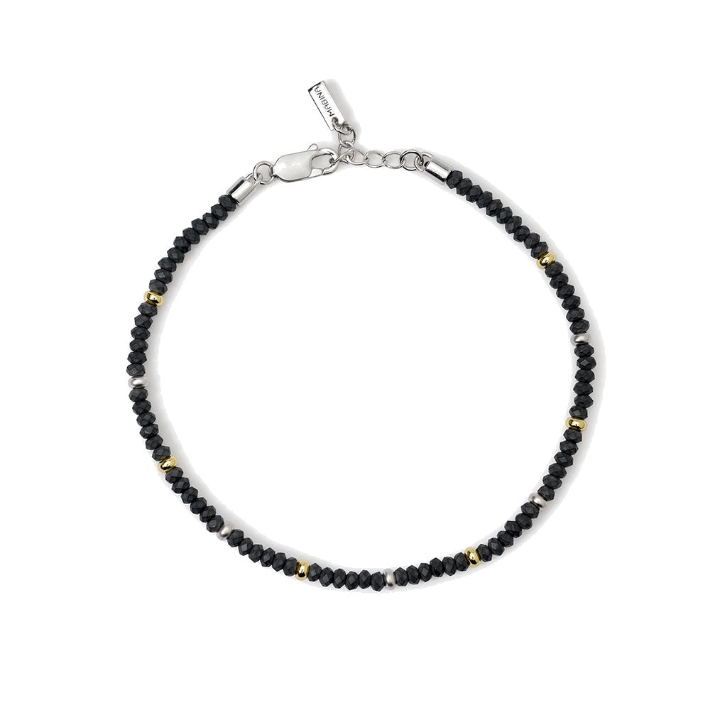 Bracciale Uomo in Argento con Ematite e inserti Dorati Mabina Gioielli