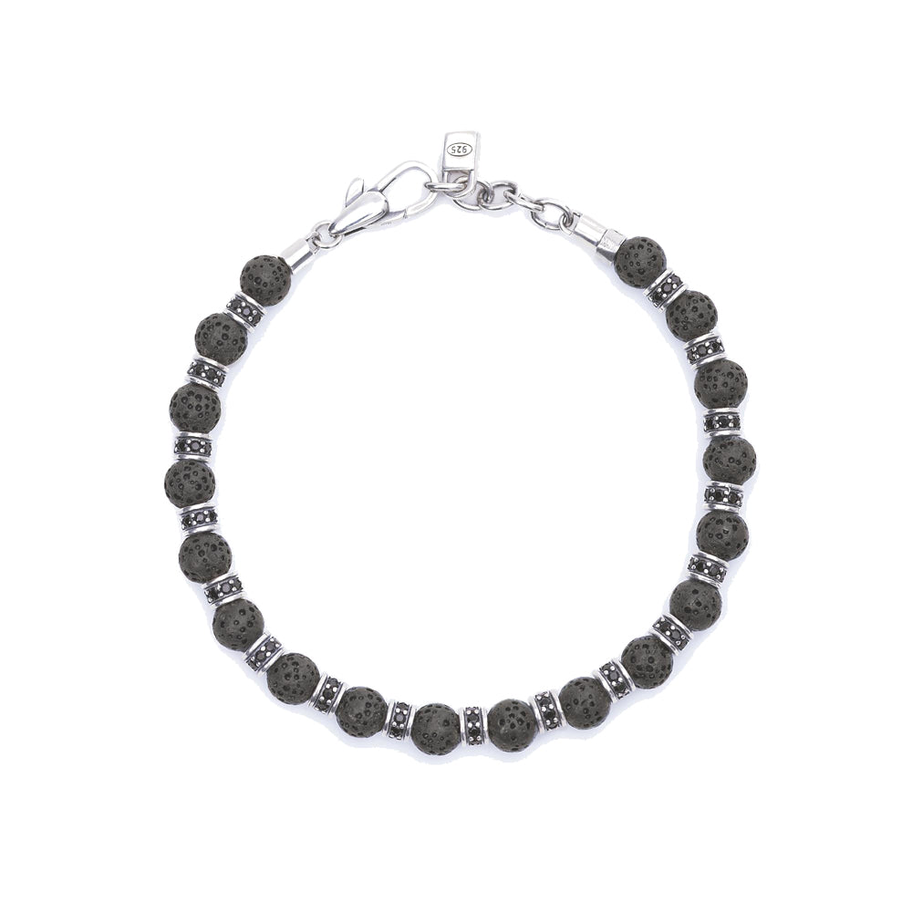 Bracciale Uomo in Argento con Pietra Lavica Mabina Gioielli