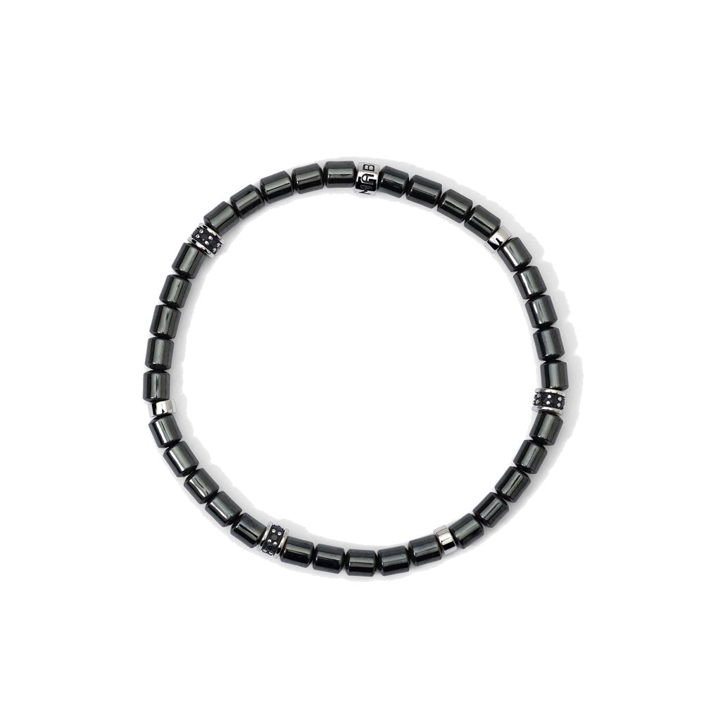 Bracciale Uomo in Argento con cilindri Ematite Mabina Gioielli