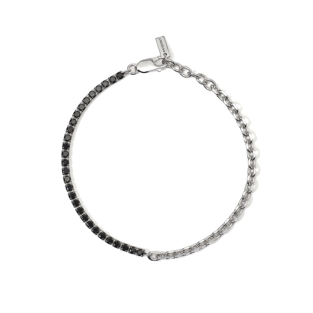 Bracciale Uomo in Argento mix Tennis e catena Mabina Gioielli