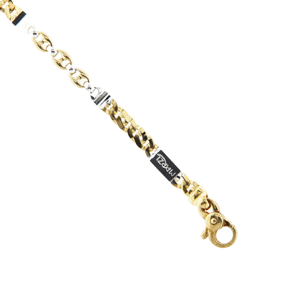 Bracciale Uomo Alternato Oro Bianco e Giallo