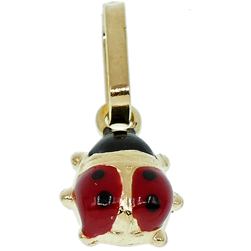 Ciondolo Unisex Coccinella in Oro Giallo e Smalto