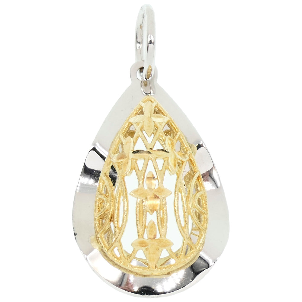 Ciondolo Goccia in Oro Bianco e Giallo