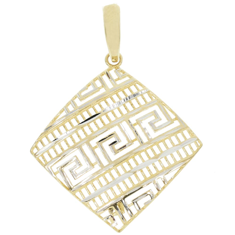 Ciondolo Rombo in Oro Bianco e Giallo