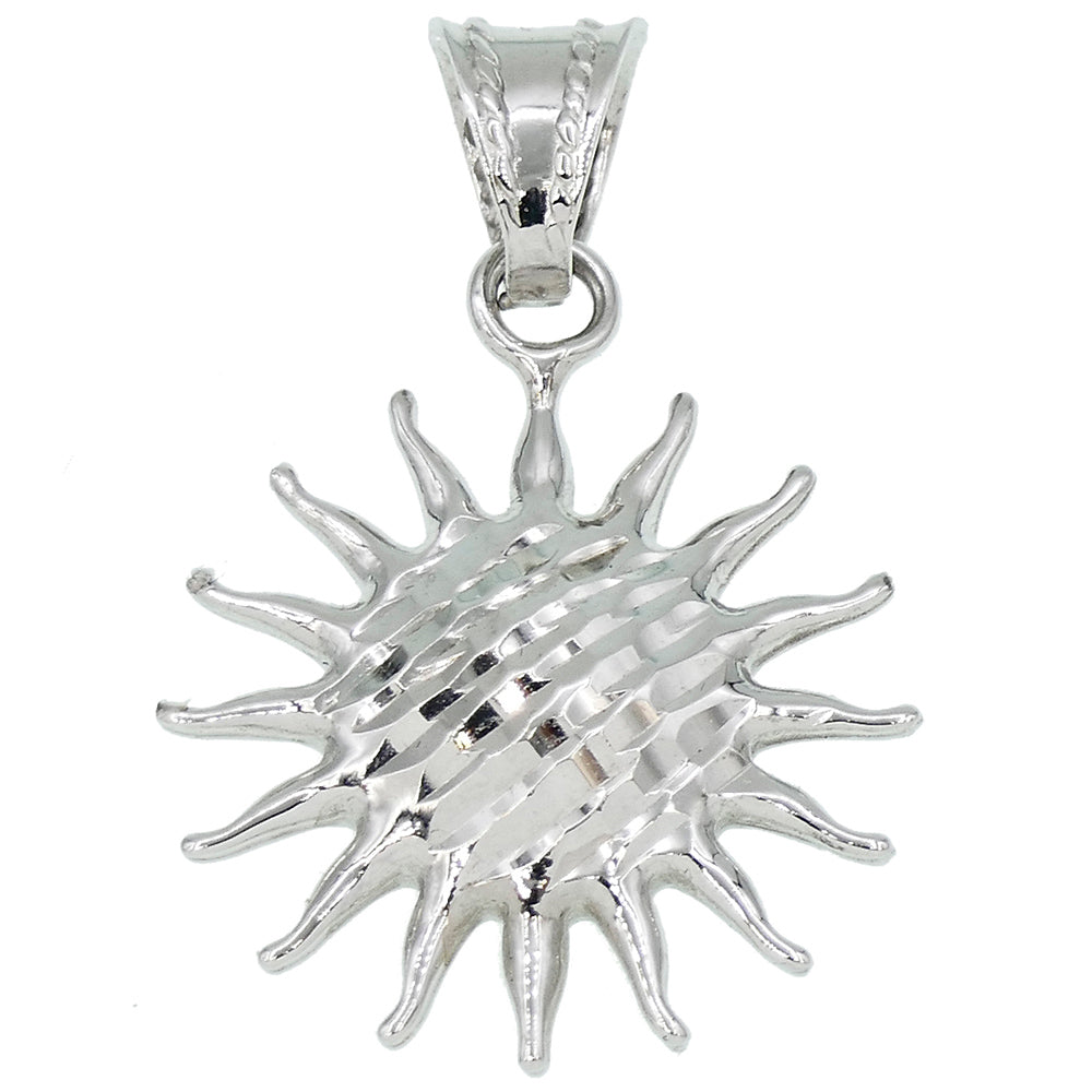 Ciondolo Sole Diamantato in Oro Bianco
