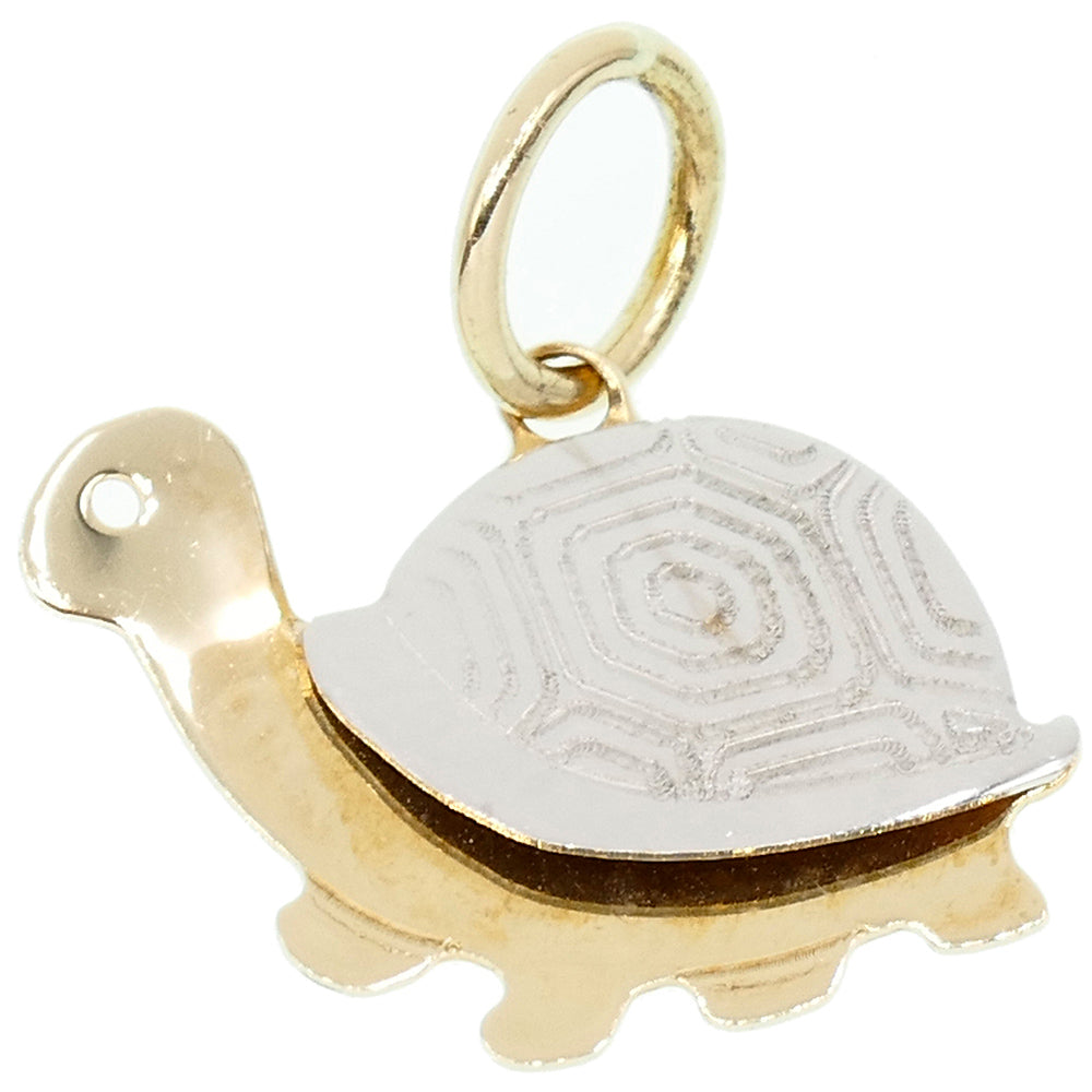 Ciondolo Tartaruga in Oro Bianco e Giallo