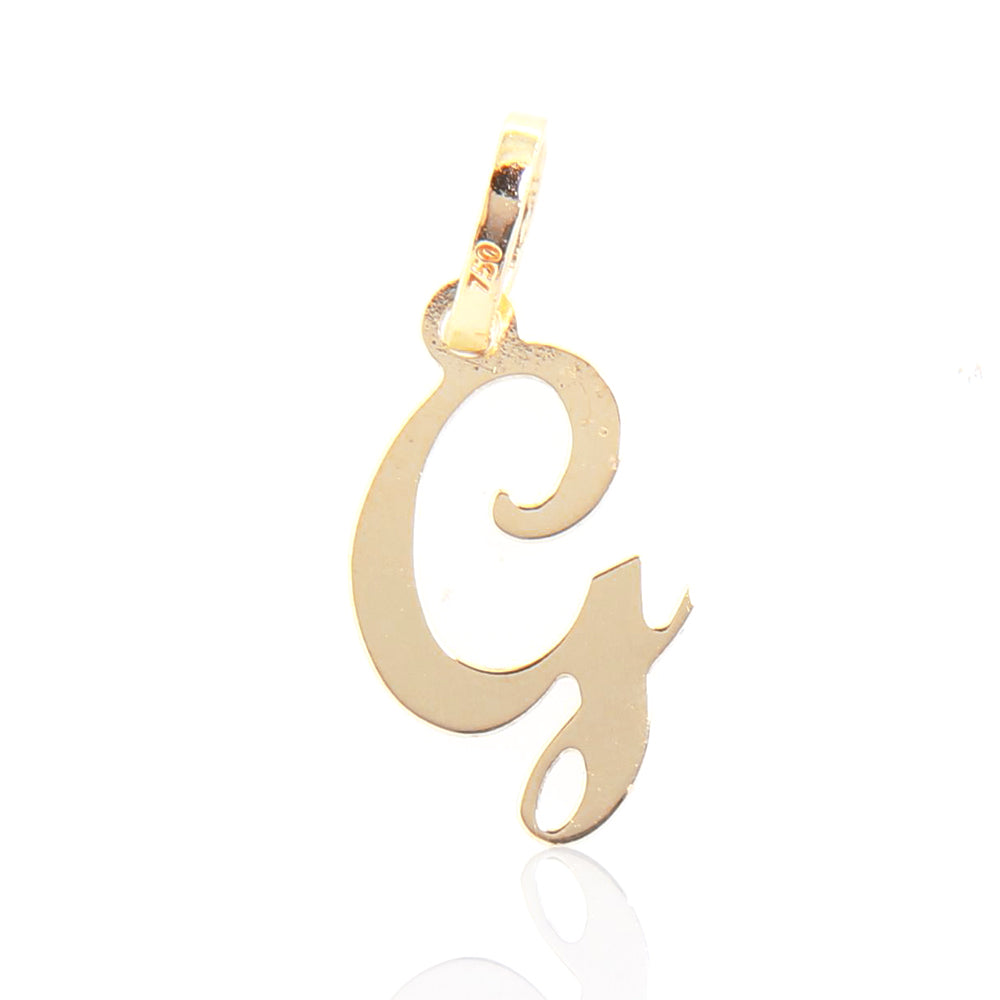 Ciondolo Unisex Lettera G in Oro Giallo Lucido