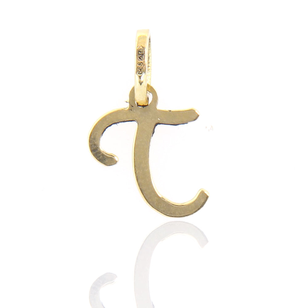 Ciondolo Unisex Lettera T in Oro Giallo Lucido