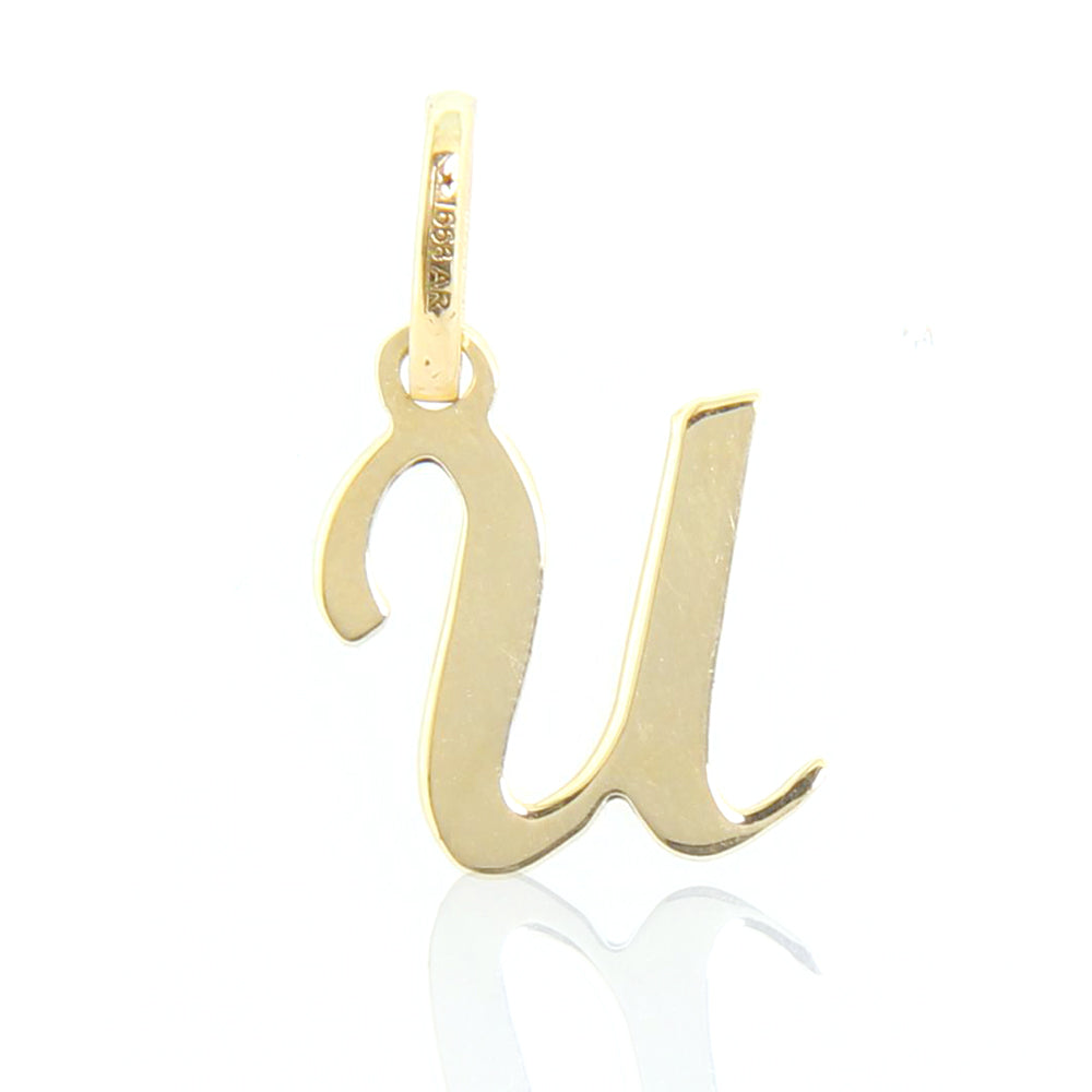 Ciondolo Unisex Lettera U in Oro Giallo Lucido