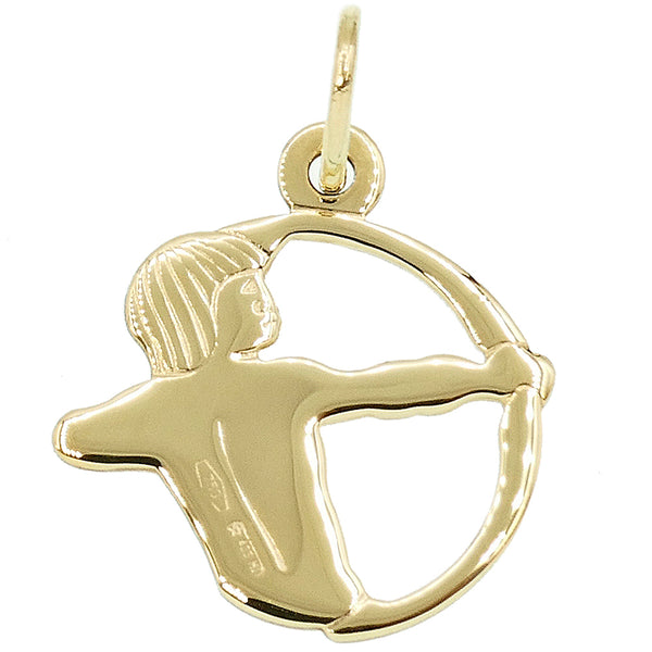 Collana Zodiaco Sagittario Con Ciondolo Turchese E Oro Giallo 9 Carati - Gioiello Portafortuna Dicembre
