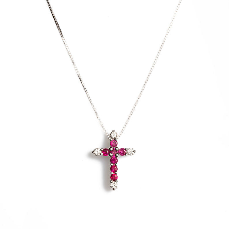 Collana Croce con Rubini Rossi CLN010623 RB1 - Davite & Delucchi