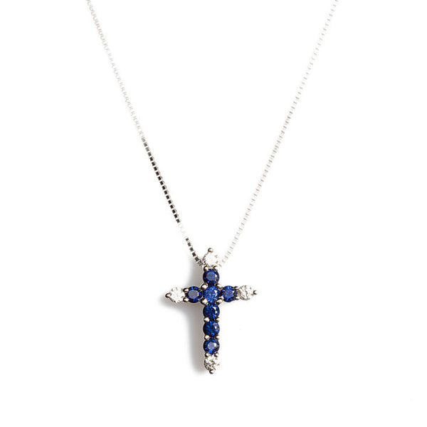 GAVU Collana Donna Con Ciondolo Croce In Argento 925 E Zircone Cubico - Regolabile 40+5 Cm, Simbolo Di Fede Ed Eleganza