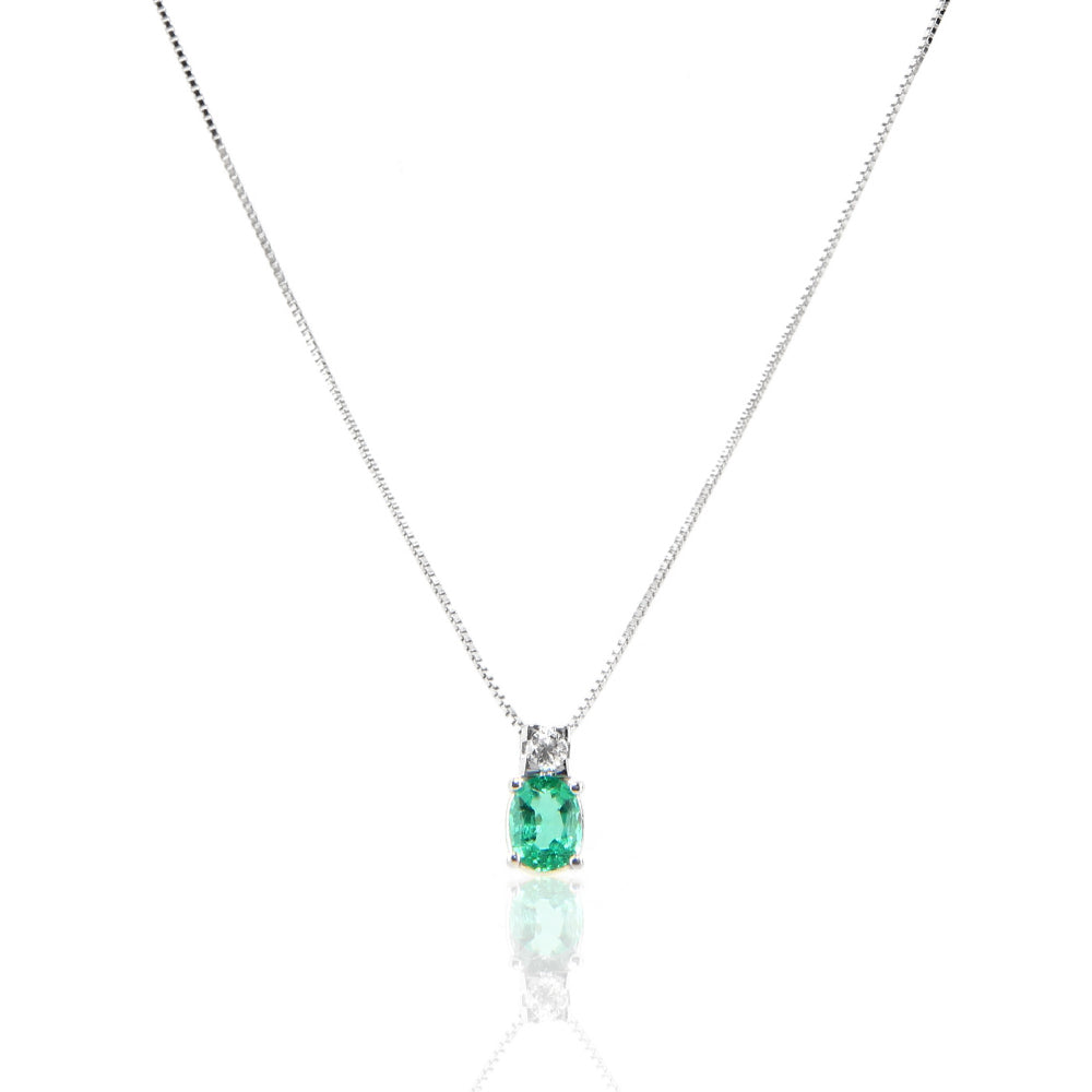 Collana in Oro Bianco con Diamante e Smeraldo Davite & Delucchi