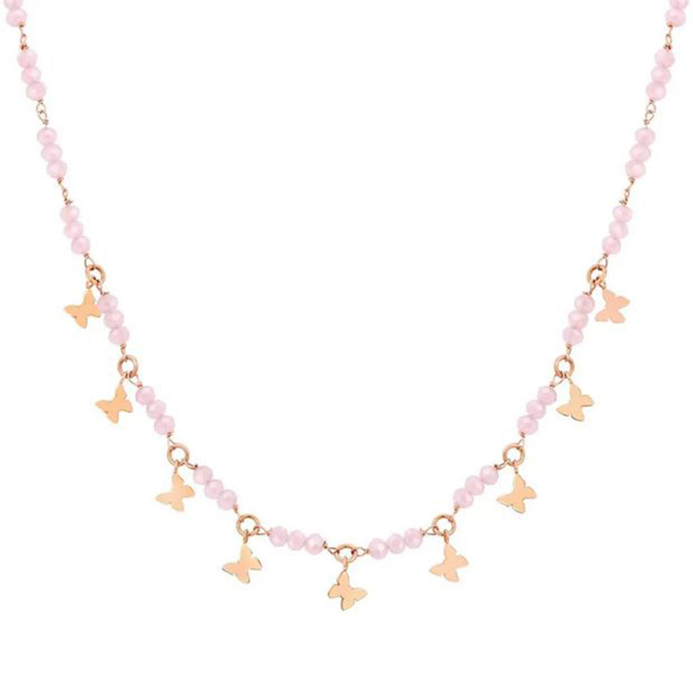 Collana Donna Acciaio Rose Mon Amour Crystal Farfalle Nomination