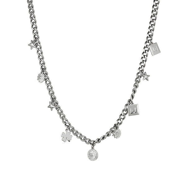 LOTUS STYLE Collana Donna In Acciaio Inossidabile Con Ciondolo A Doppio Anello E Zirconia Cubica – Elegante E Moderna - 4