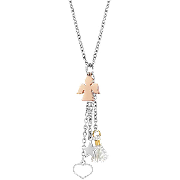 Collana Nomination Mon Amour - Argento 925 E Acciaio, Con Cristalli, Finitura Oro Rosa, Lunghezza Regolabile