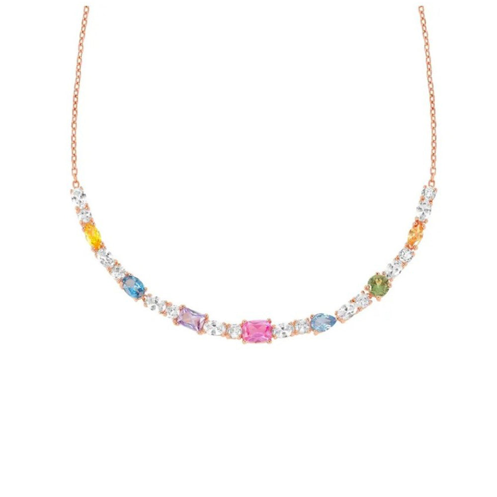 Collana Donna Argento Colour Wave Ricca Rose Pietre Colorate Nomination