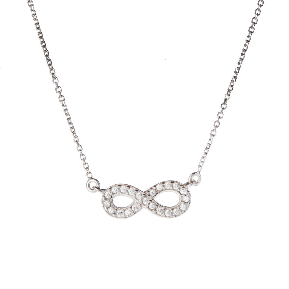 Collana Donna Infinito in Oro Bianco con Zirconi