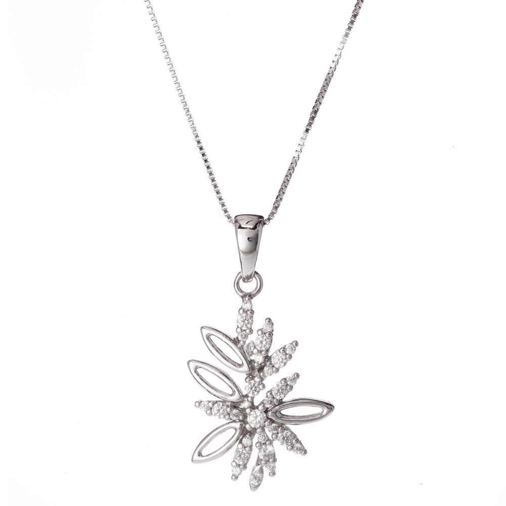 Collana Donna Oro Bianco con Zirconi