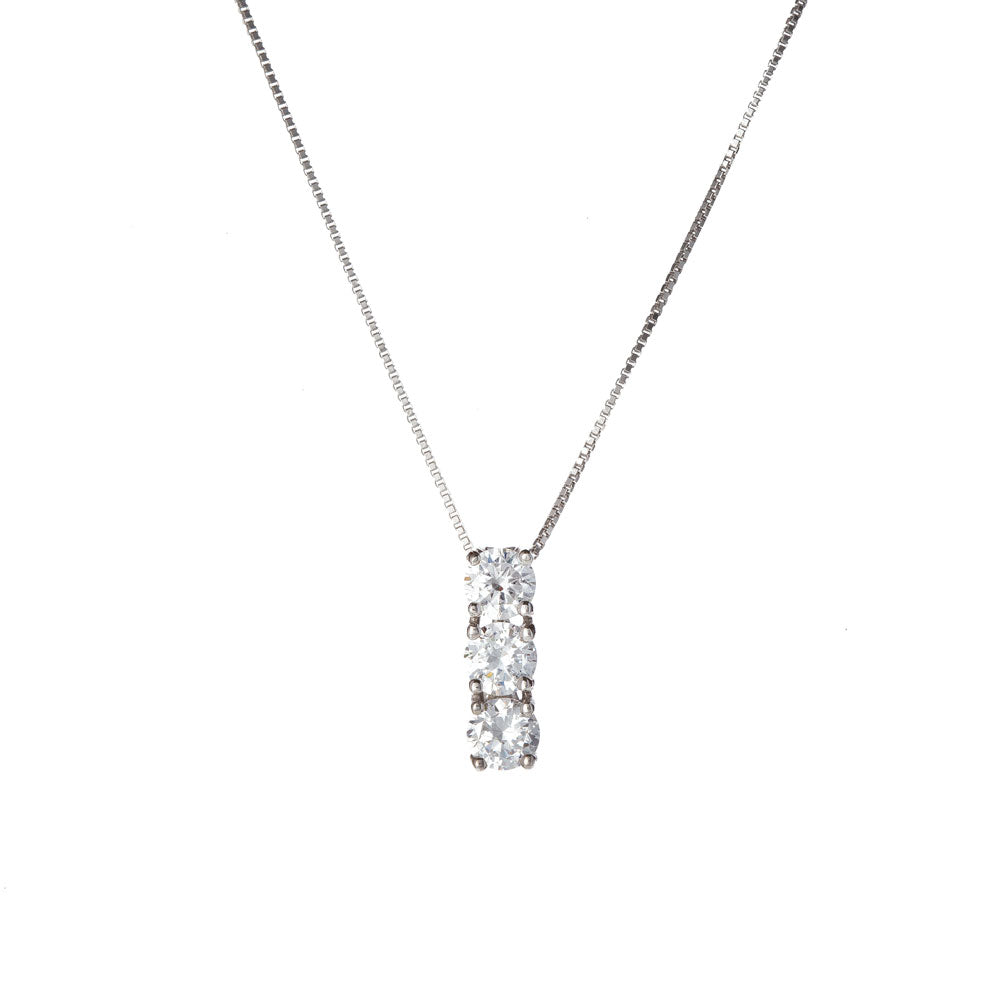 Collana Donna Oro Bianco con Zirconi