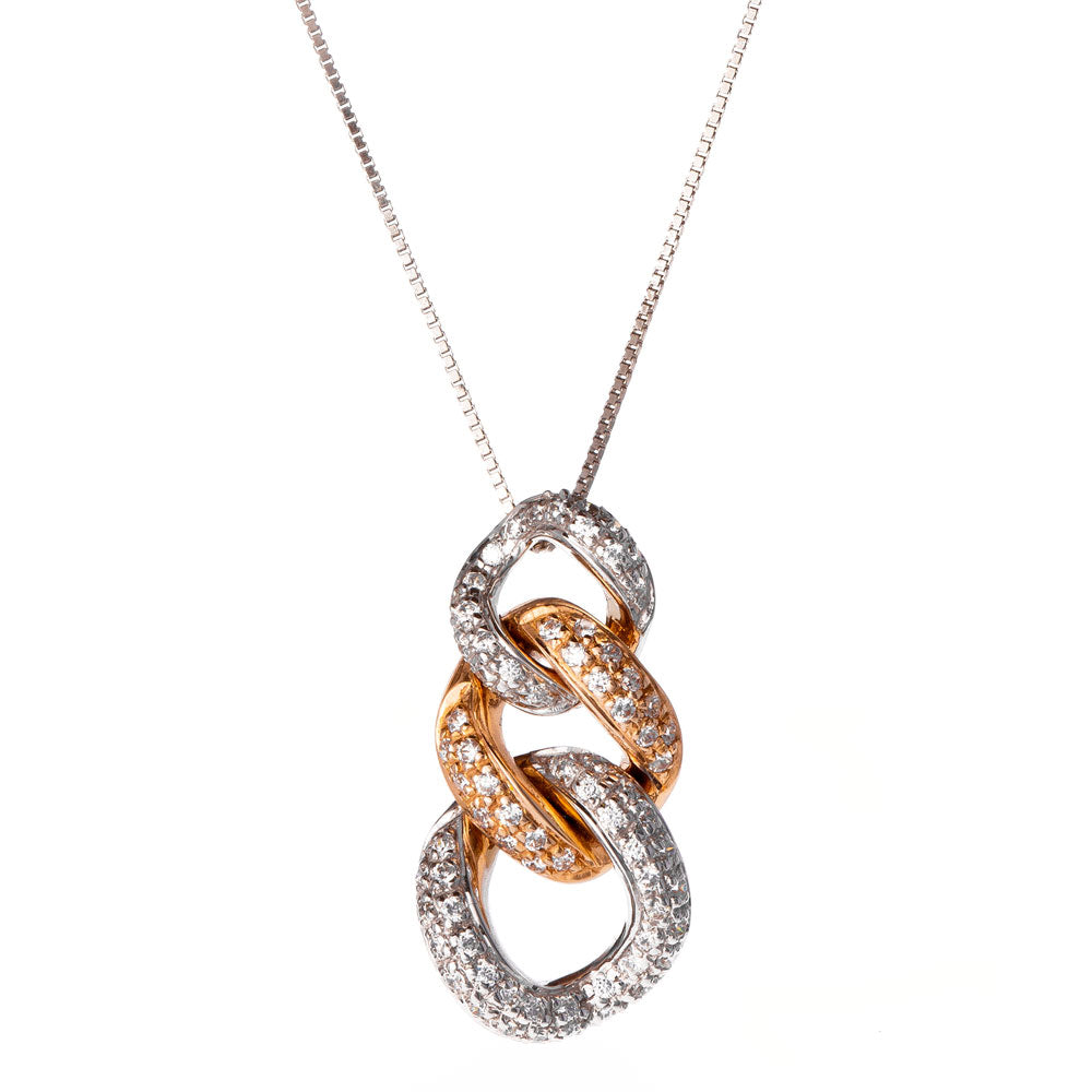 Collana Donna Oro Bianco e Rosso con Zirconi