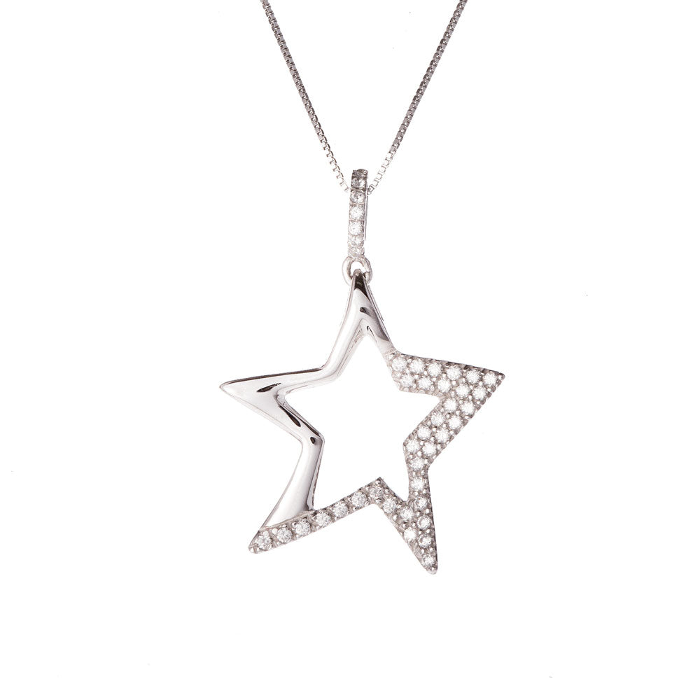 Collana Donna Stella in Oro Bianco con Zirconi