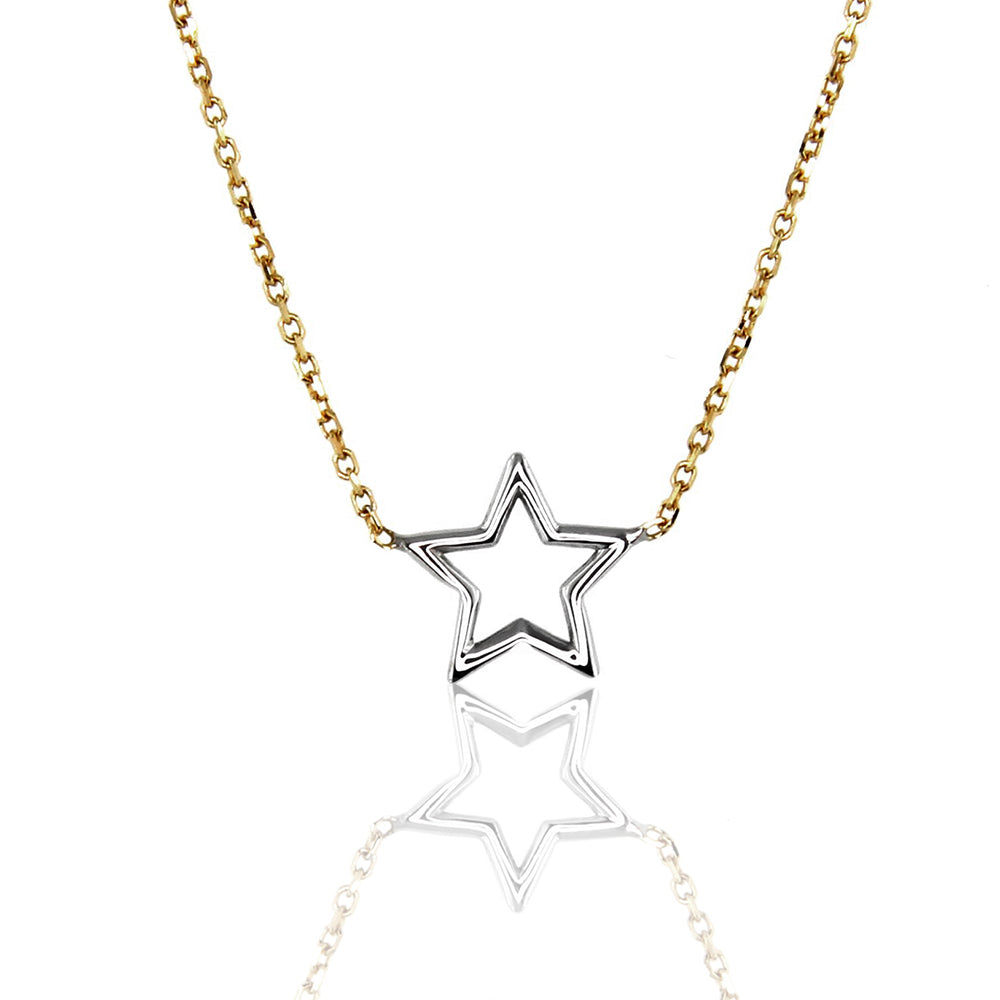 Collana Donna Stella in Oro Giallo e Bianco