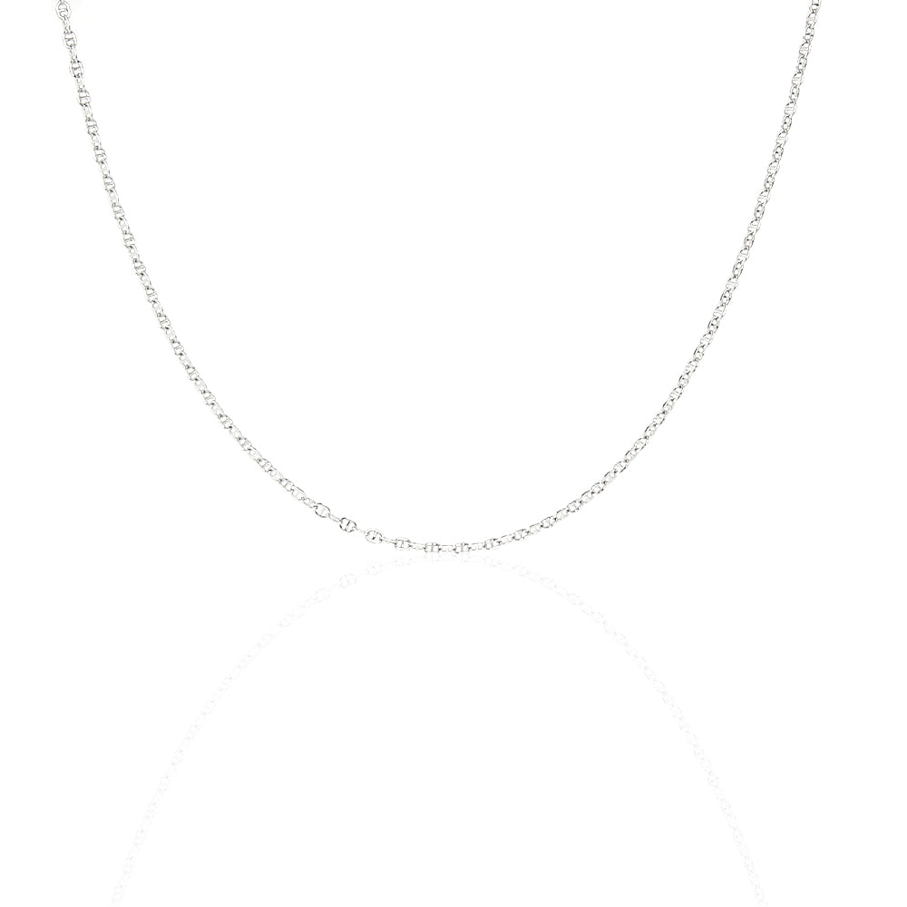 Collana Unisex Traversino in Oro Bianco Maglia Piena