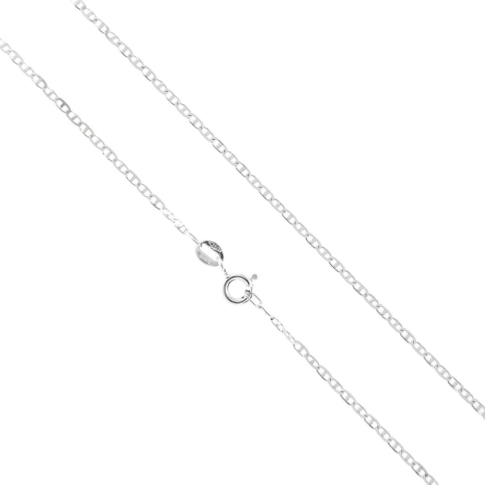 Collana Unisex Traversino in Oro Bianco Maglia Piena Diamantata