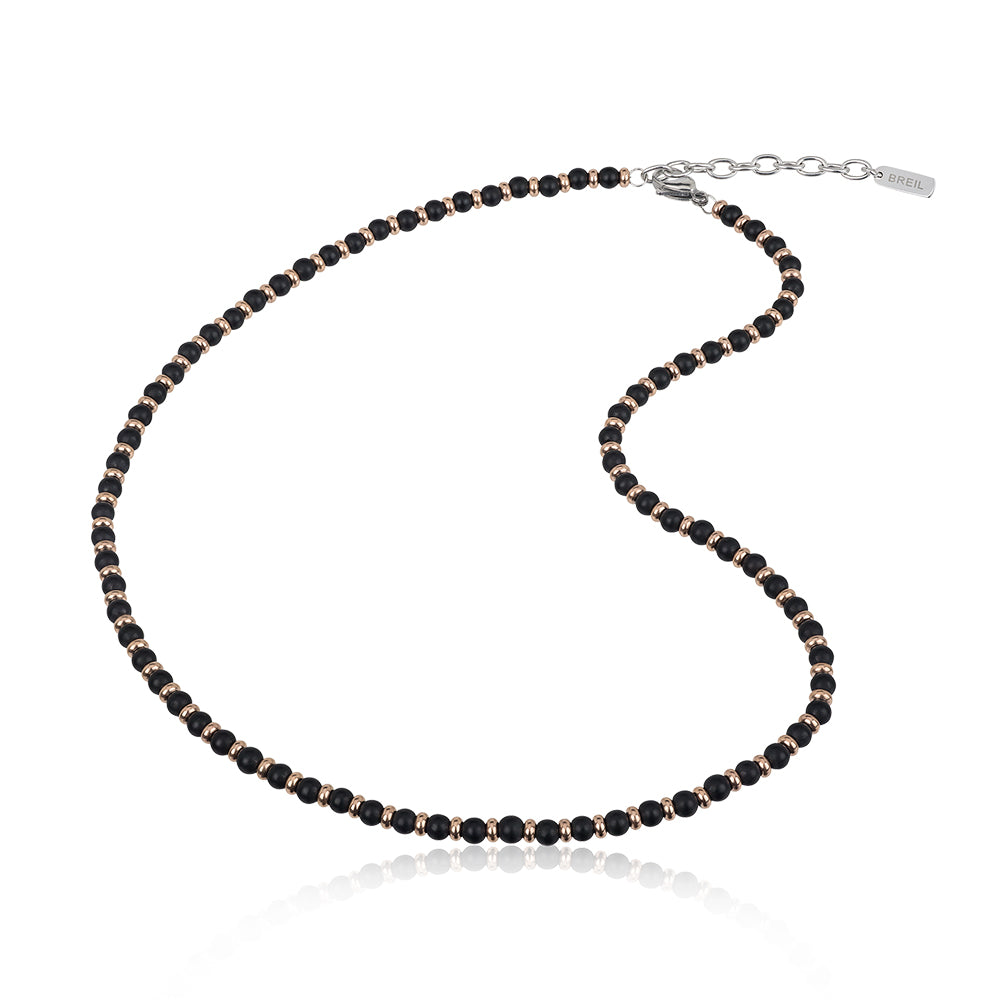 Collana Uomo Acciaio Rose e Onice Nero Black Onyx Breil