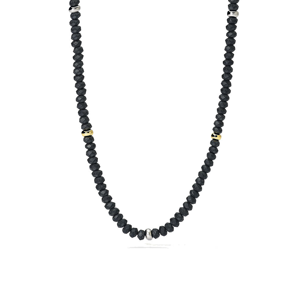 Collana Uomo in Argento con Ematite e inserti Dorati Mabina Gioielli