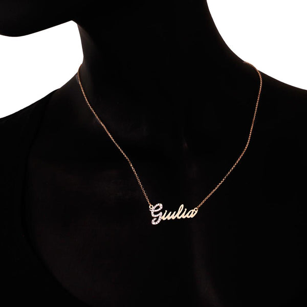 Qian Collana Con Nome Di Diamante Personalizzato Collana Personalizzata Con Carattere Di Firma Di Cristallo Bling Gioielli Fatti A Mano Ghiacciati Per Le Donne - Foto 3