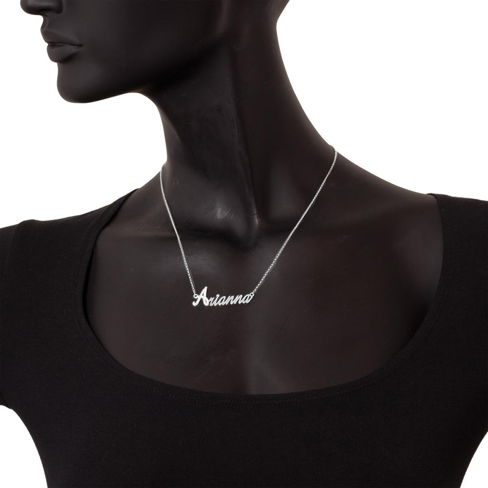 Collana in Argento Rodiato Nome Personalizzabile Iniziale con Pave di Zirconi Artlinea