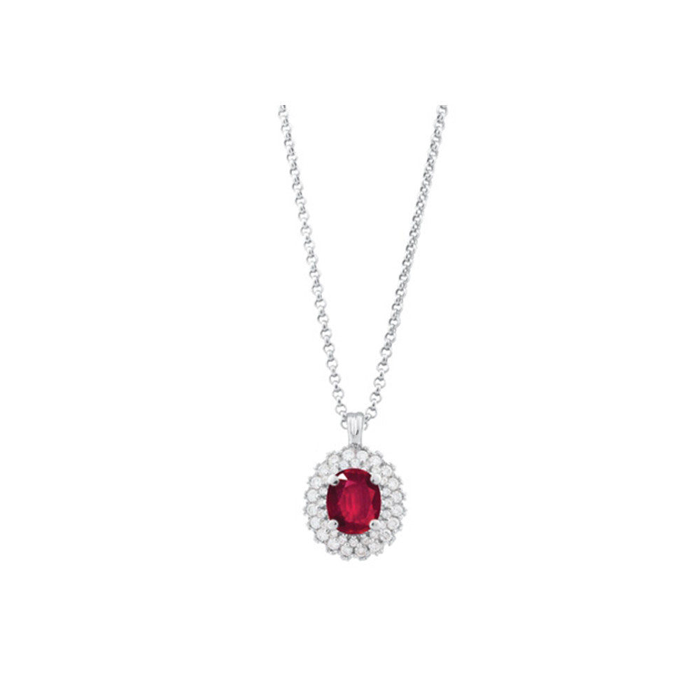 Collana in Oro Bianco Diamanti con Rubino CD325/RU-LB - Artlinea