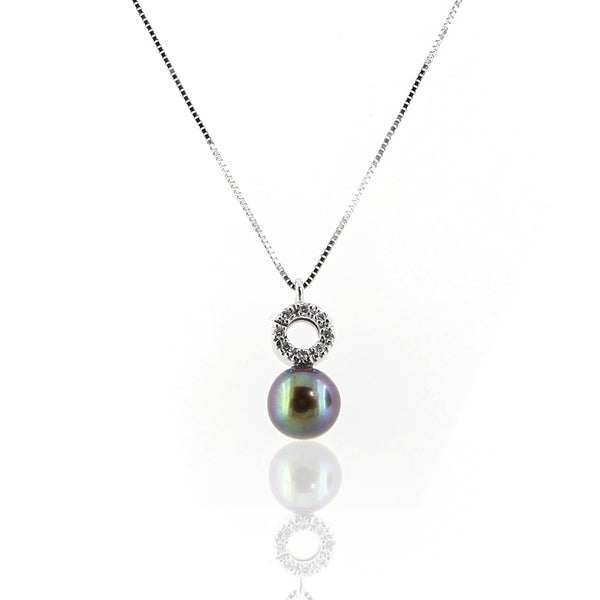 Collana in Oro Bianco con Perla Nera e Diamanti - Gioielleria Amadori Collana in Oro Bianco con Perla Nera e Diamanti - Gioielleria Amadori