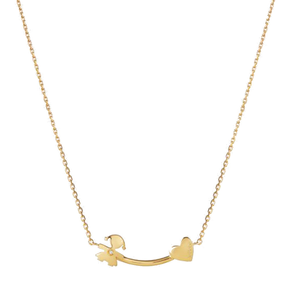 Collana in Oro Giallo Diamante con Bimba e Cuore Les Petits Le Bebè