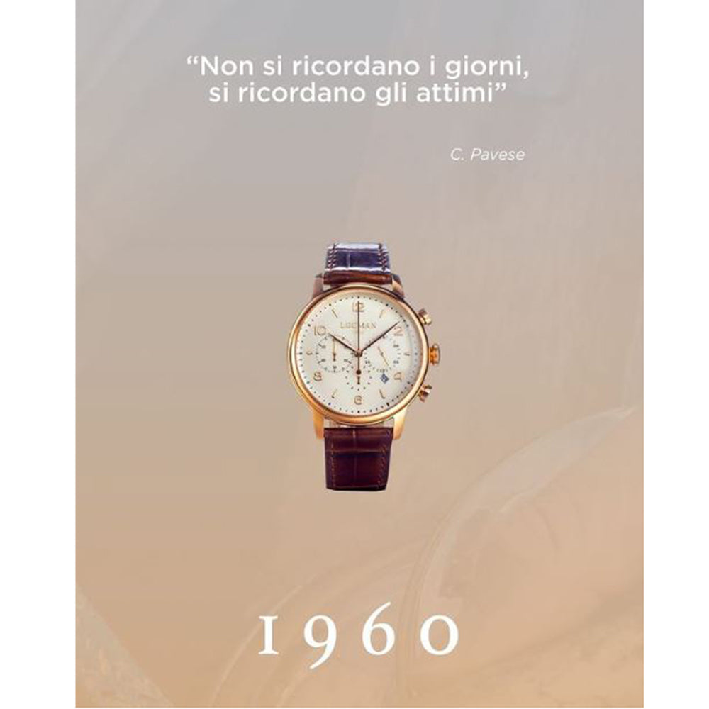 Cronografo Uomo 1960 in Acciaio Marrone Locman
