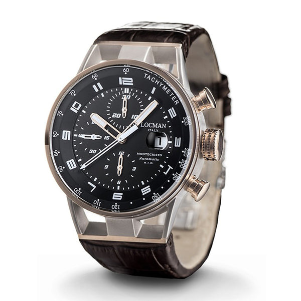 Locman Montecristo / Orologio Uomo / Quadrante Nero / Cassa Acciaio E Titanio Vetro Minerale Antigraffio Trattamento Zaffiro Cinturino In Silicone Nero