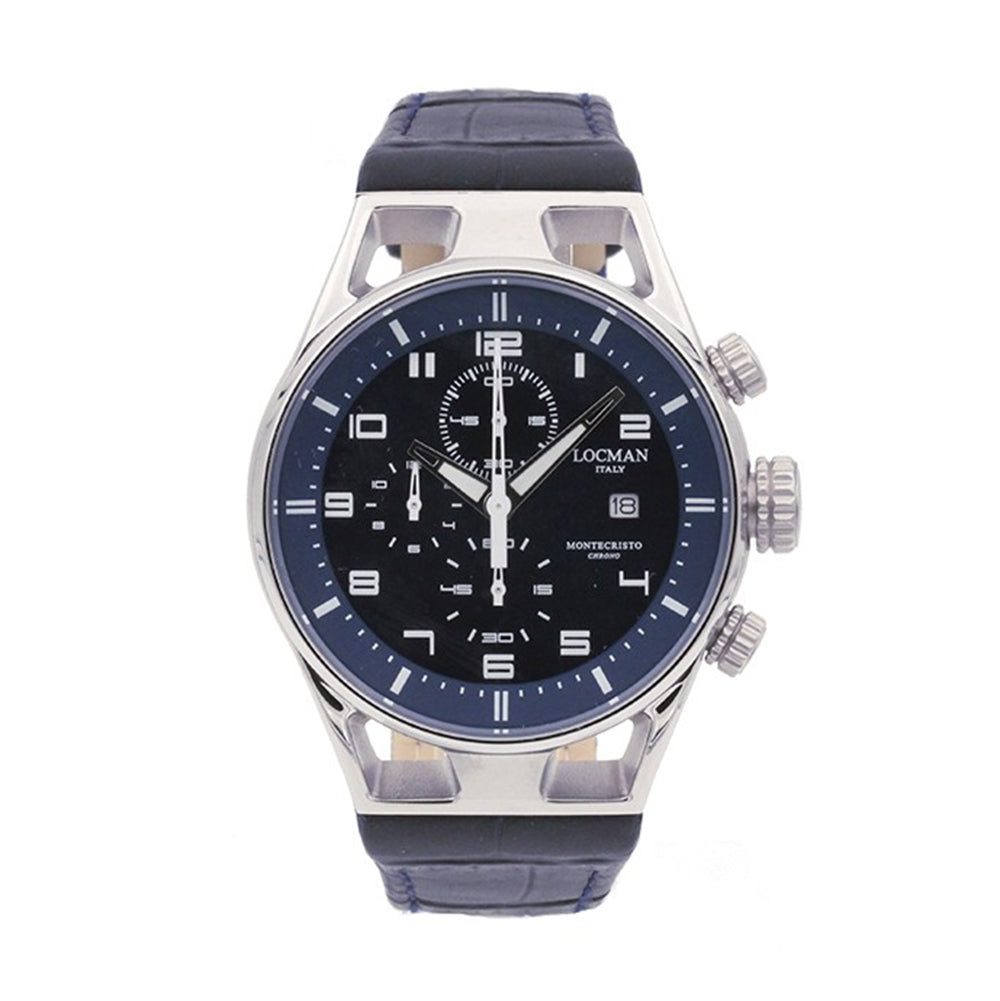 Cronografo Uomo Montecristo Chrono 41 mm Pelle Blu Locman