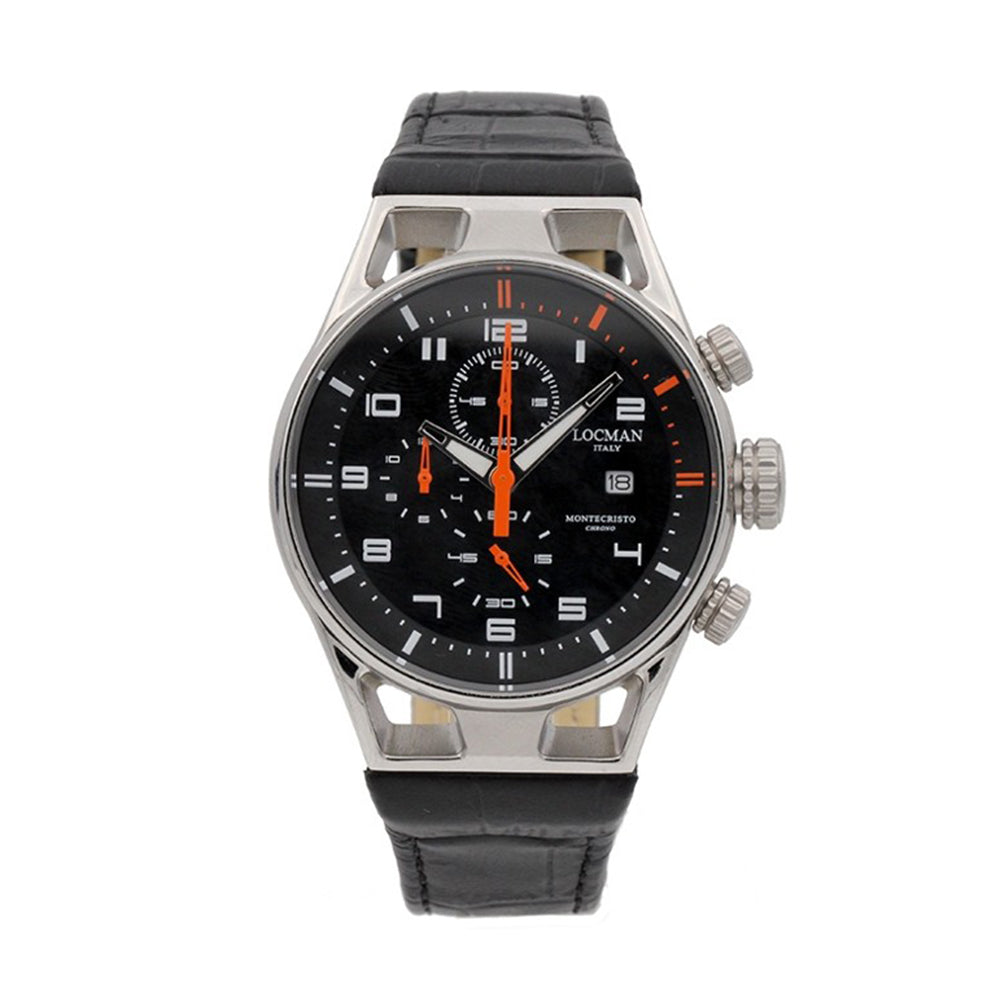 Cronografo Uomo Montecristo Chrono 41 mm Pelle Nero Locman