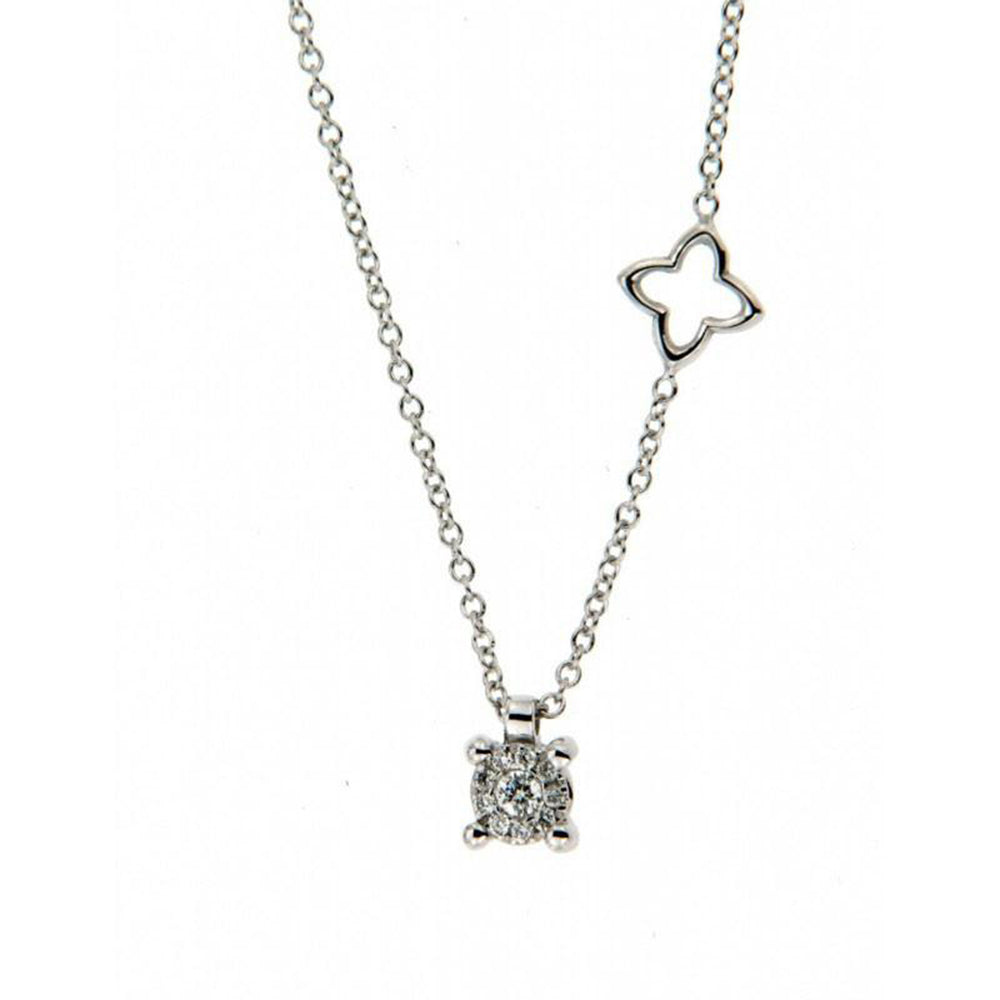 Girocollo Oro Bianco e Diamanti Nodo D' Amore Recarlo