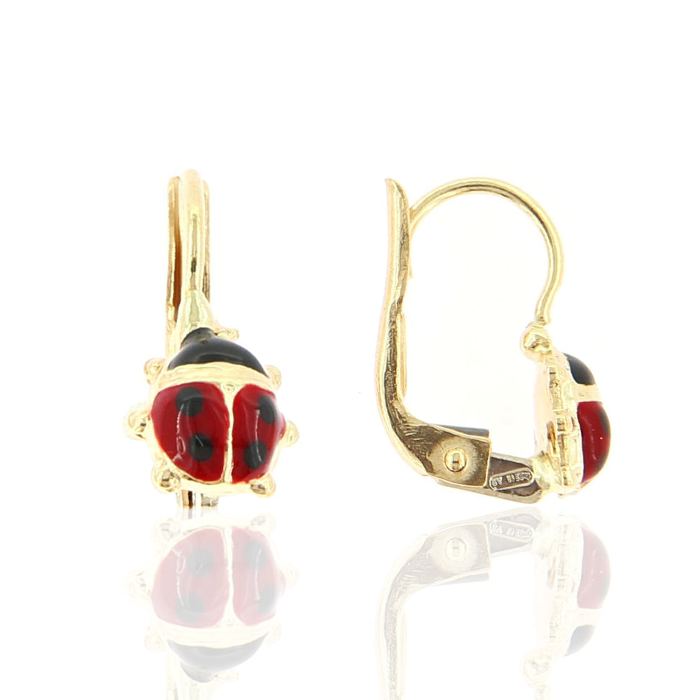 Orecchini Bambina Coccinella in Oro Giallo